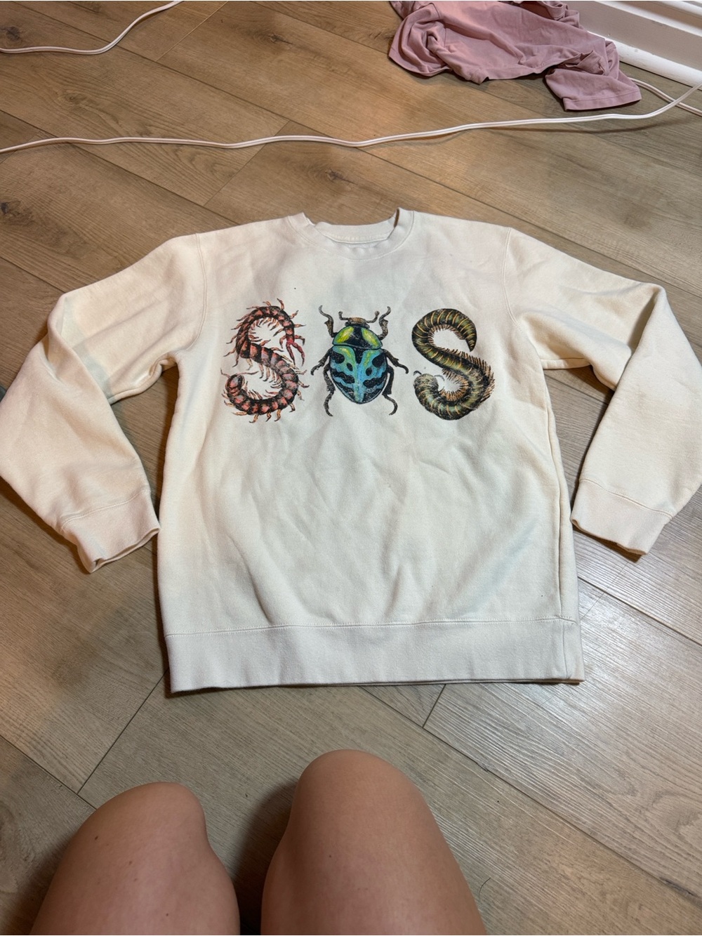 Cream Crewneck SZA SOS Tour Sweater with Insect Motif